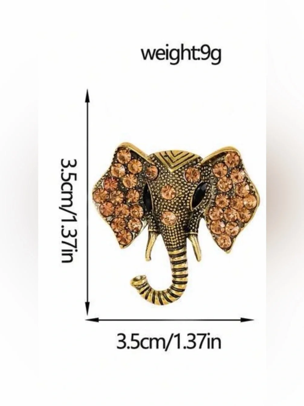 Vintage Gold-Tone Crystal Elephant Brooch Pin